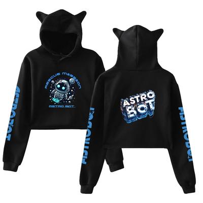 Толстовка с капюшоном Astro Bot Cat Ear для женщин с длинным рукавом, укороченные толстовки для женщин, повседневная уличная одежда, укороченные топы