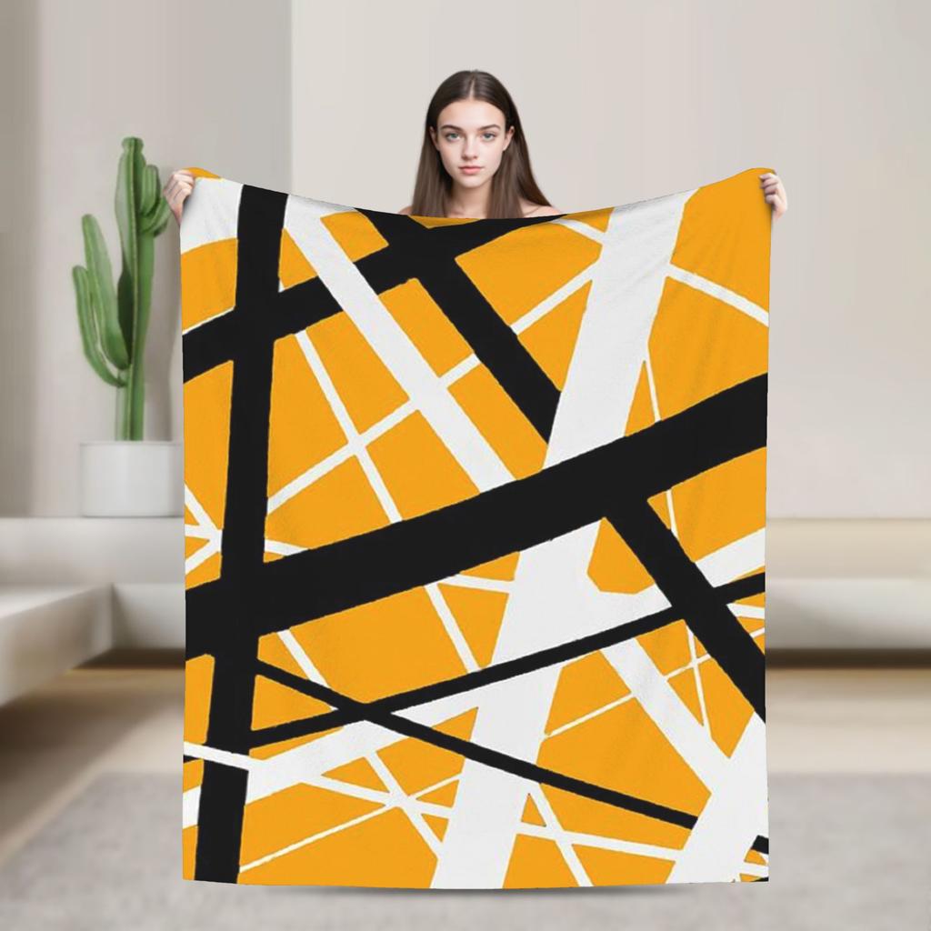 Warm Cozy Blankets Plane Travel Van Halen Blue Rock Stripes Throw Blanket Graphic  Bedspread For Sofa Home