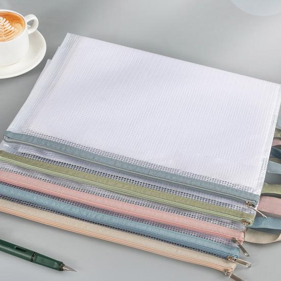 Сетчатый мешок на молнии формата А4, прозрачный пластиковый мешок для файлов, водонепроницаемая молния