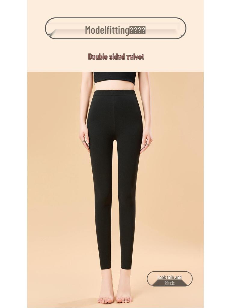 Бархатные Осенние Женские Леггинсы с Низкой Посадкой, Двусторонние, с Начесом, Теплые