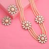 Комплект традиционного золотистого жемчужного ожерелья с тремя ромашками и жемчугом Кундан