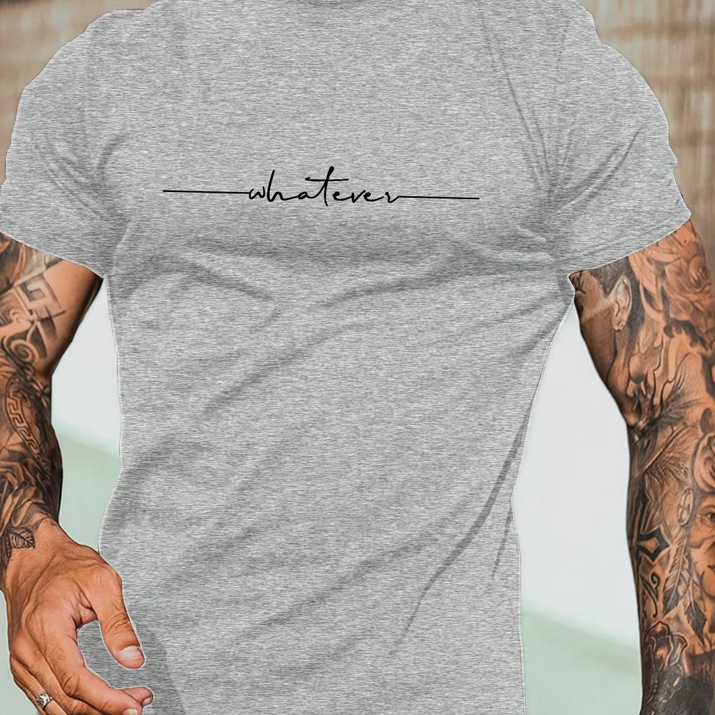 Summer Men's 100% Cotton Casual Loose Large Size Letter Pattern Printed Comfortable Sports Round Neck Short Sleeve T-shirt Top