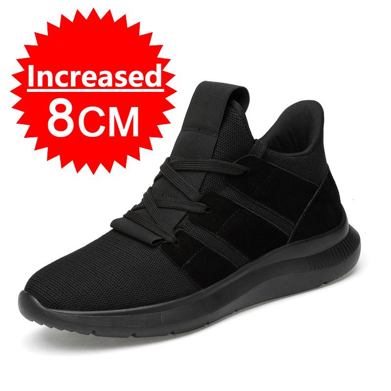 Men's Elevator Shoes Height Increase Sneakers Shoes for Men 10cm Sports Casual Shoes Invisible Inner Heightening 8cm Black Shoes