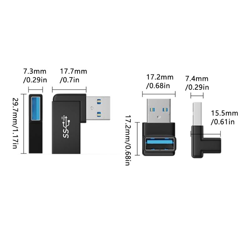 4 USB 3.2 Папа-Мама Угловые Адаптеры 90 Градусов Алюминиевый Сплав для Компьютера Автомобильного Зарядного Адаптера