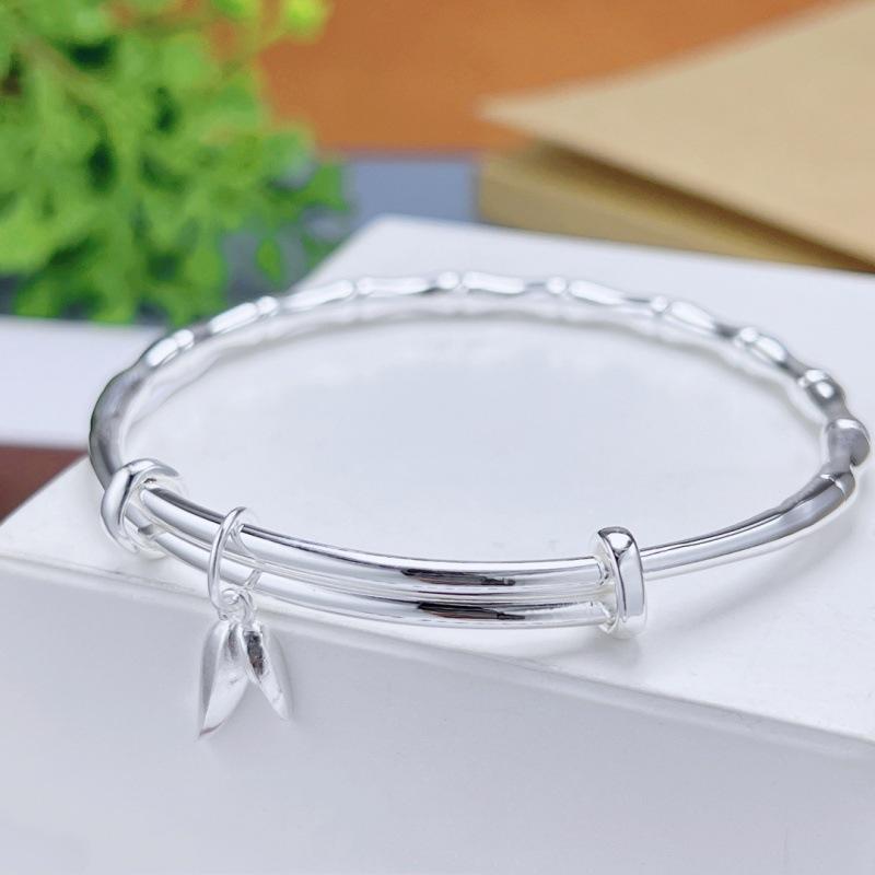 Zuyin 999 Pure Silver Bamboo Bracelet for Women Pure Silver Youth Personalized Bamboo News Safe Pattern Solid Push Pull Bracelet