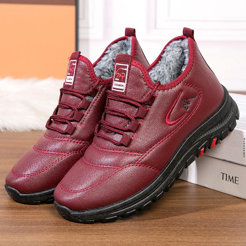 Women's Winter Snow Boots Non-Slip Lace-Up Faux Fur Lining Walking Shoes Comfort Short Ankle Booties Water Resistant Warm Workout Sneakers for Women