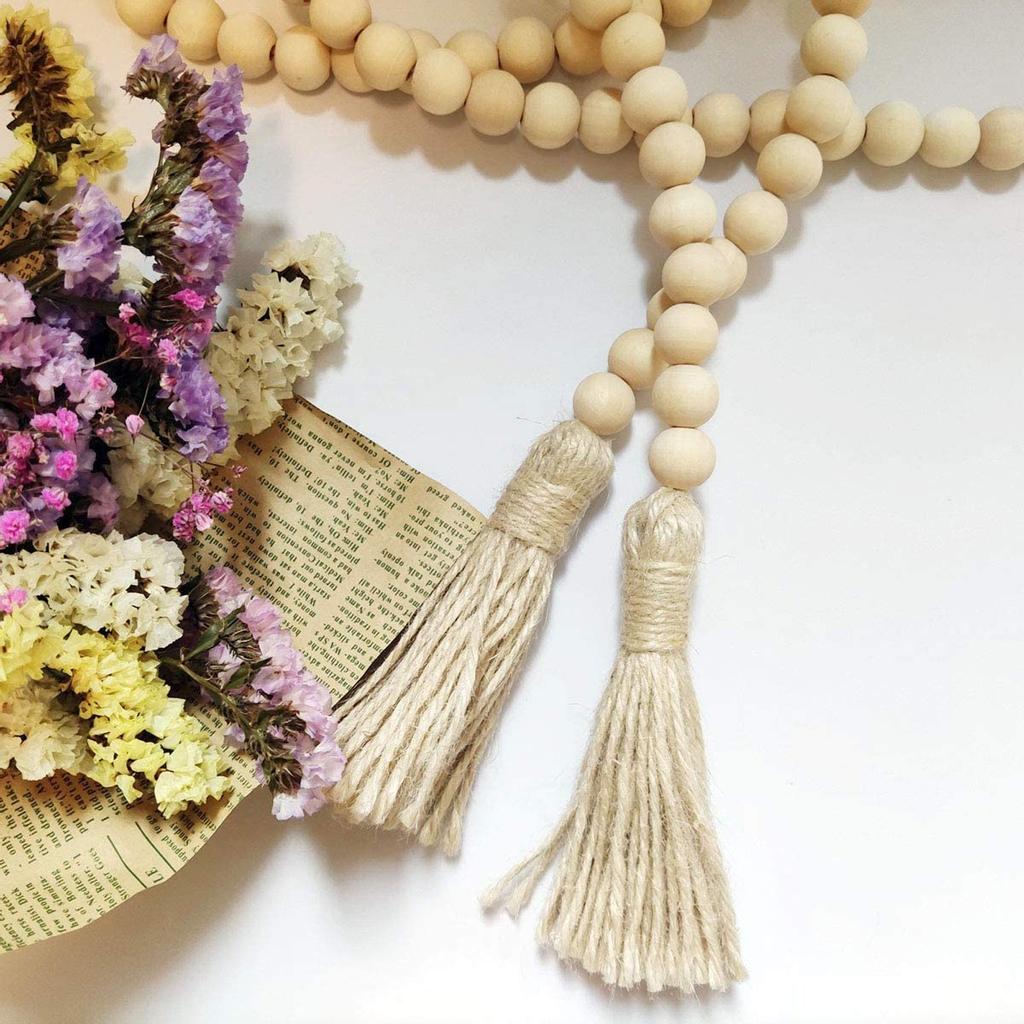 Богемный стиль кисточка из натурального дерева гирлянда из бисера большое настенное украшение