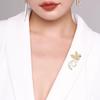 Simple Luxury Women Phoenix Shape Brooch Shining Rhinestones Inlaid Faux Pearl Suit Badge Electroplating Pin Outfit Accessories