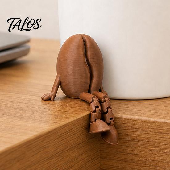 Фигурки кофейных зерен с подвижными ногами, 3D-печатные статуэтки-сидельцы для полки на стол, Игрушка-фиджет кофейное зерно с подвижными суставами для дома, офиса, кофейни