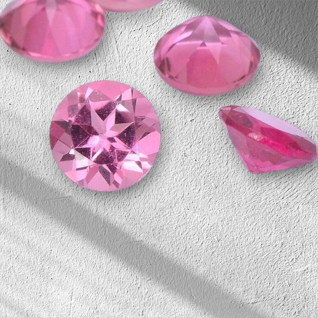 5 шт. розового рубеллита 3 мм круглой огранки, натуральный турмалин, лот розового турмалина, камень рожденных в октябре для изготовления ювелирных изделий.