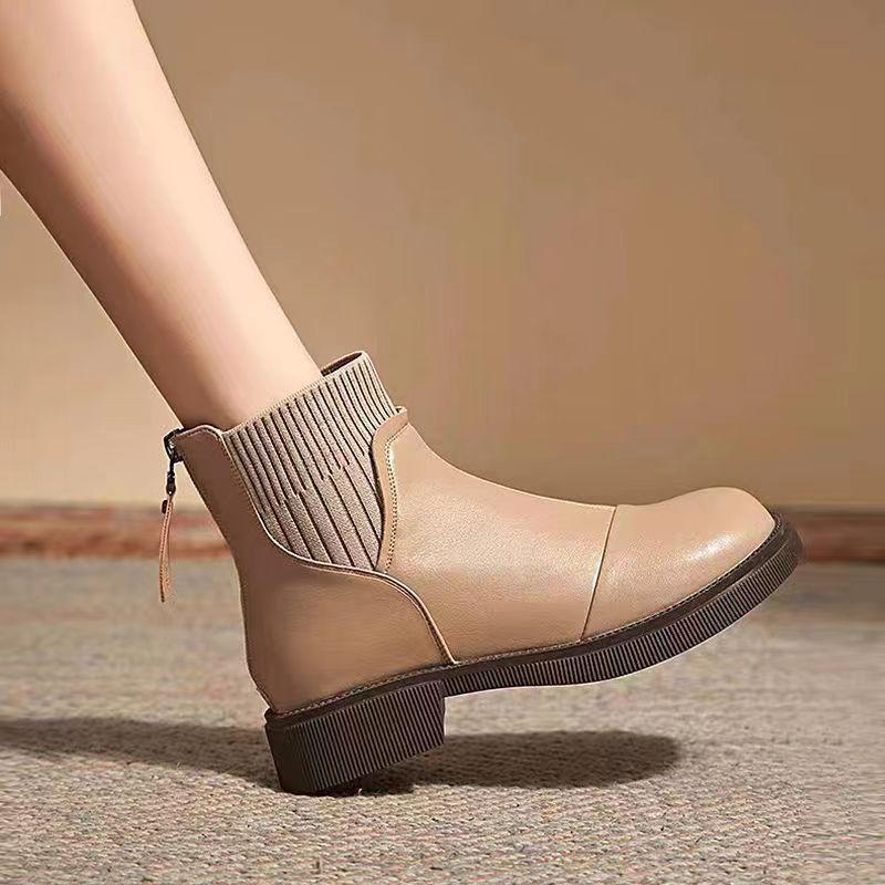 Ботинки на мягкой подошве женские осенне-зимние бархатные французские короткие ботинки ретро износостойкие модные универсальные ботинки челси