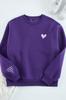 Женская модная стильная толстовка фиолетовая вышитая обычного кроя нормальной посадки с толстым флисом внутри вязаная толстовка