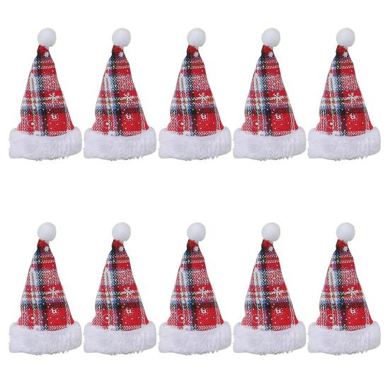 10 шт., мини-шляпа Санта-Клауса, 10 шт., праздничные рождественские украшения для стола, чехлы для вилок, товары для дома