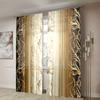 2 шт., шторы с принтом в виде золотистых скандинавских листьев - полузатемняющие - подходят для гостиной, спальни, кухни, для украшения дома