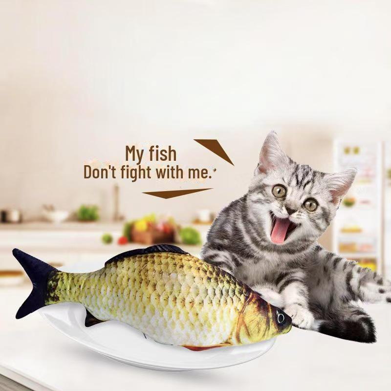 Плюшевая игрушка-рыба из кошачьей мяты: Подушка для саморазвлечения, устойчивая к царапинам и износу, для кошек