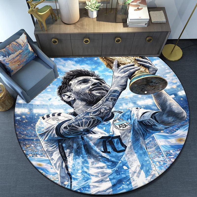 World Cup Celebration Messi Round Rug for Livingroom,Bedroom, Palyroom, Chair Rug, Area rug, Circle Carpet, Large Size Fan Christmas gift