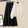 Autumn Winter Women's Knitted Sweater & Slimming and Loose Half Skirt Two-Piece Set