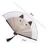 Cat Patterns Summer Gift Handmade Bamboo Wooden Fan Crafts Folding Fan Home Decoration Silk Fan