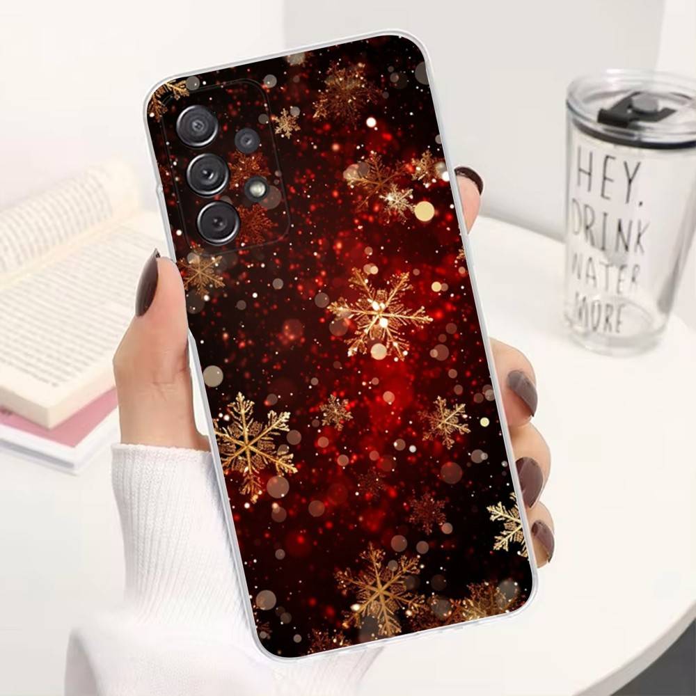 Арт Рождественские Снежинки Для Samsung A51,30,71,S9,Ultra,Lite,S23,22,21,Plus,10,20,FE, Прозрачный, Силиконовый Чехол