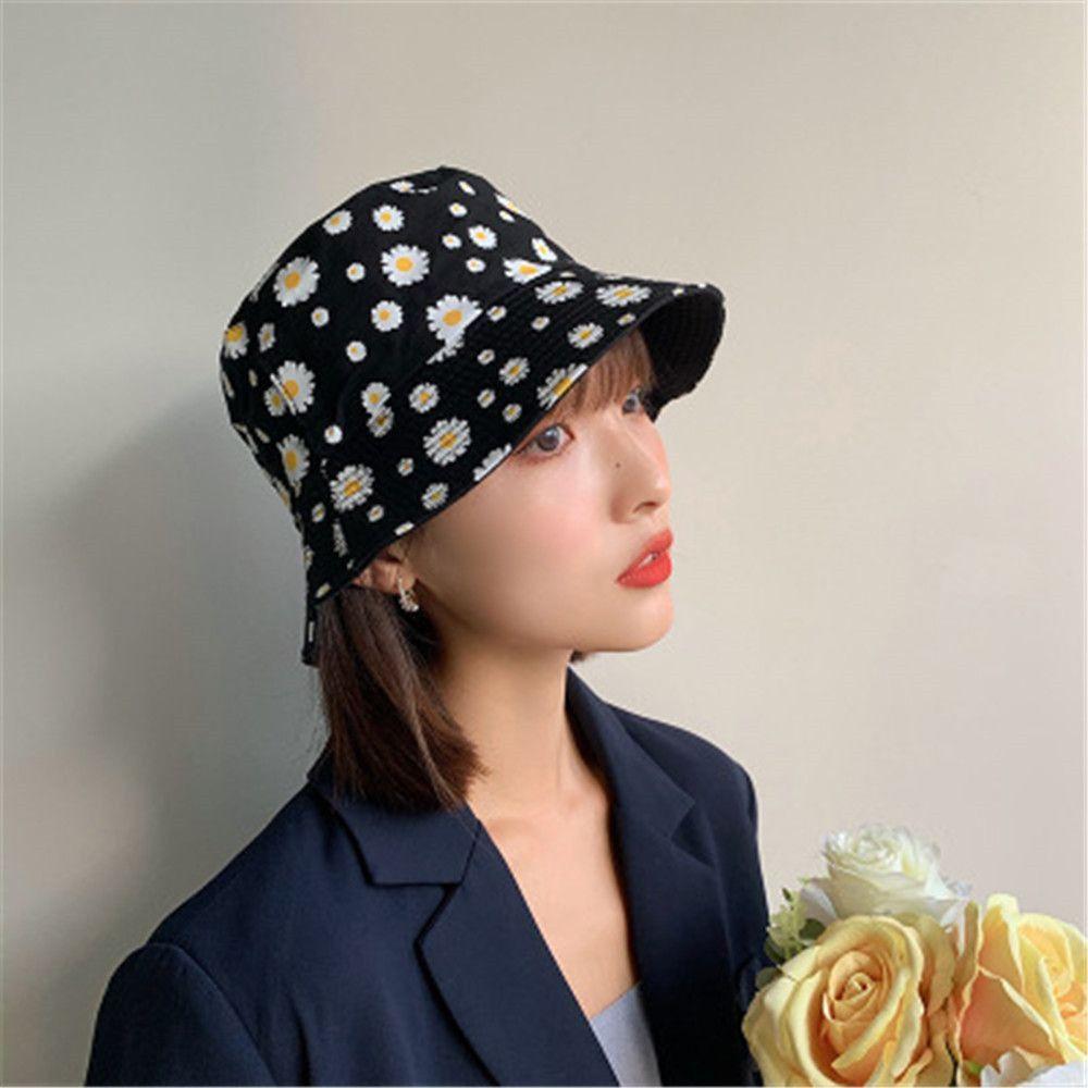 Spring Summer Portable Daisies Foldable Bucket Hat Sun Hat Beach Cap Fisherman Cap