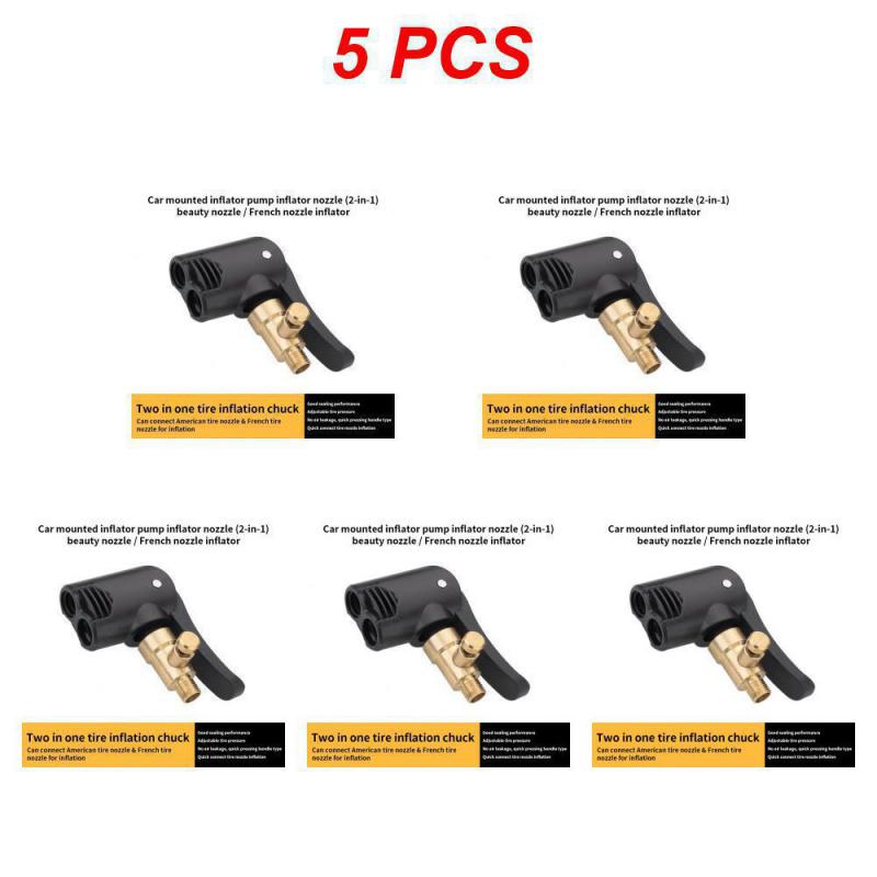 New Car Tire Air Chuck Inflator Pump Valve Connector Clip-on Adapter Car Tyre Wheel Valve Brass Portable Inflatable Pump