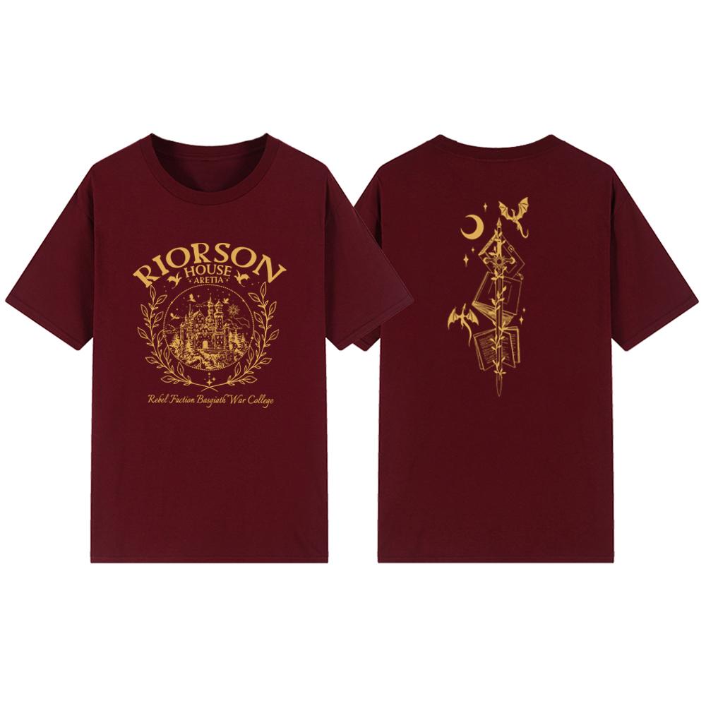 Футболки Riorson House, винтажная рубашка Fourth Wing, унисекс, футболка с коротким рукавом, книжные подарки, ретро-футболка Rider, женская одежда