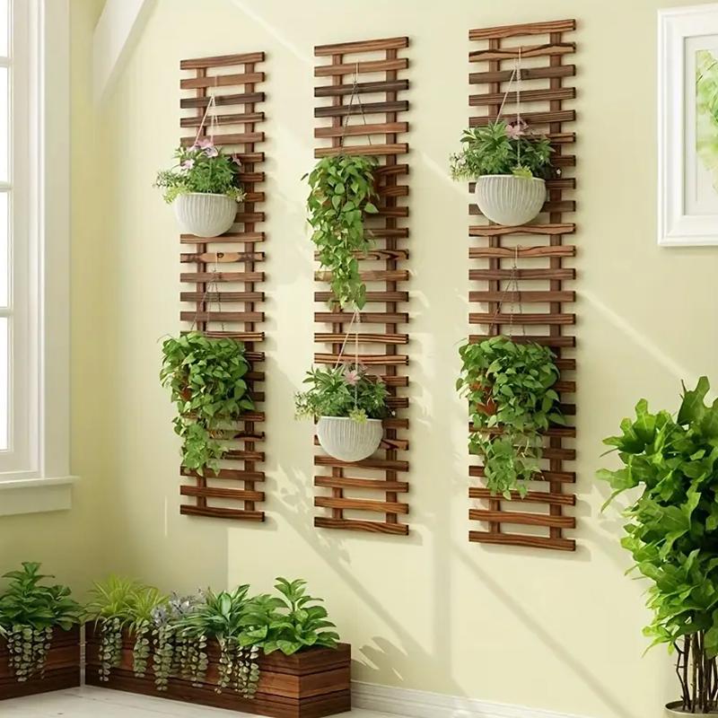 1/2/3/4pcs Wooden Hanging Rack Bohemian Anti-corrosion Flower Shelf Layout Living Room Potted 30x30cm