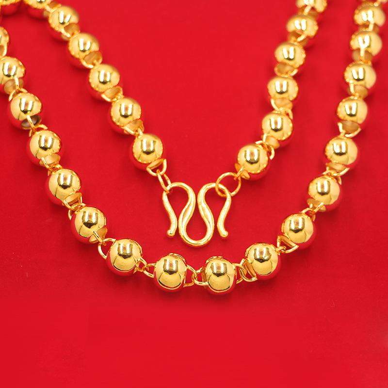 Vietnam Sand Gold Electroplated Copper Men's Buddhist Bead Necklace