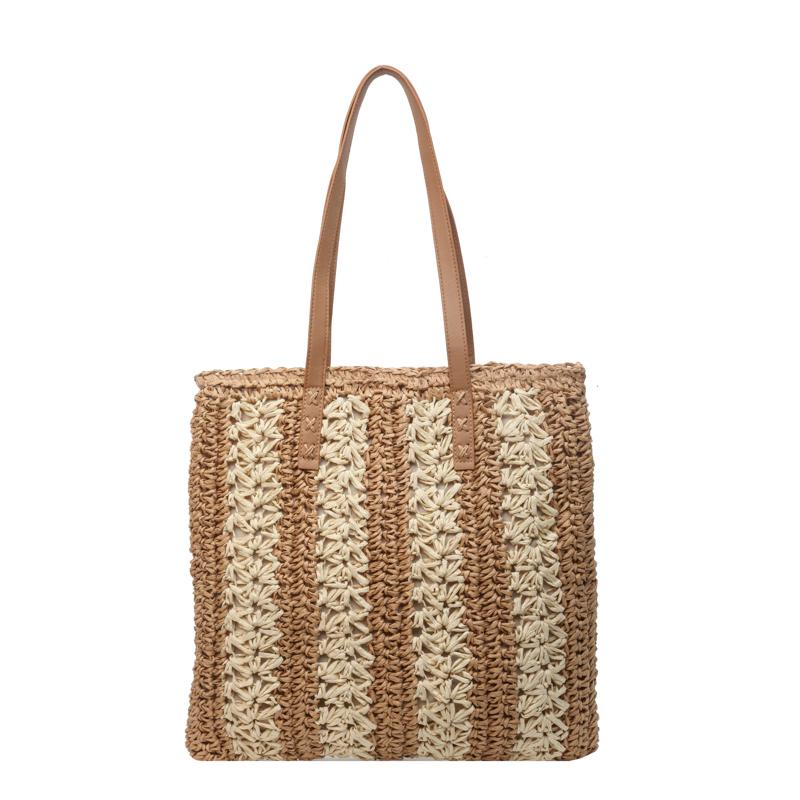Соломенная сумка большой емкости, женская сумка для подмышек, полосатая сумка-тоут
