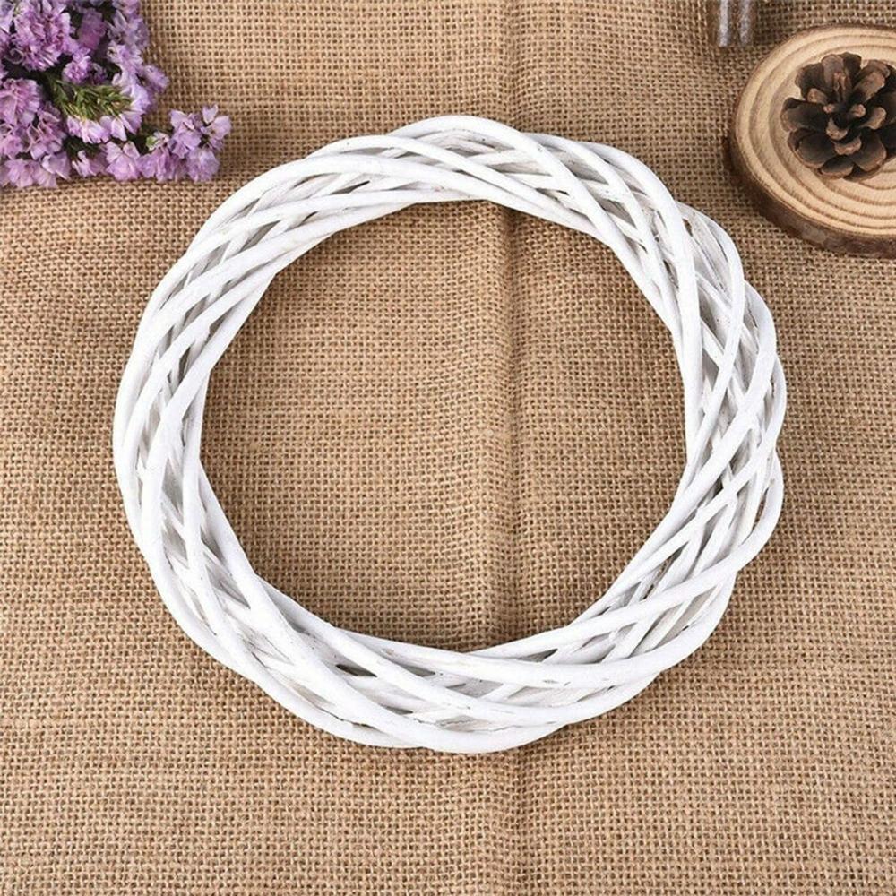 Xmas DIY Craft Blank Ornament Natural Vine Rattan Ring White Garland Christmas Decoration Wicker Wreath
