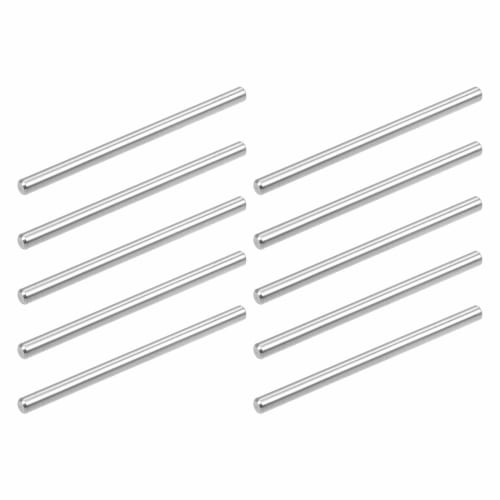 uxcell Dowel Pins, 304 Stainless Steel Pegs, Support Shelf, Silver Tone, 3mm x 50mm, 10 Pieces