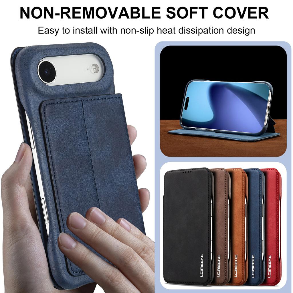 LC.IMEEKE For iPhone 17 Air Case Card Holder Stand Leather Phone Cover