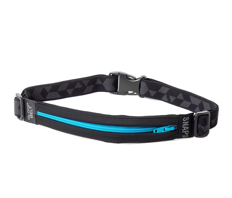 GLOOP BELT JOURNEY Идеально для улицы и и SPIBELT Поясная сумка SNP-502-007 (Размер M) Черно-бирюзовая молния, Бег, Активный отдых, Путешествия. Эластичный,