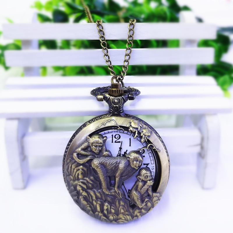 Ретро полые настенные часы со знаком зодиака, мужские цифровые кварцевые часы для пожилых людей, бронзовые карманные часы со знаком зодиака