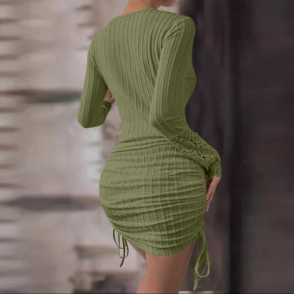 Женское плотное кружевное клубное сексуальное платье с длинными рукавами, подходит для вечерней вечеринки, осенняя серия