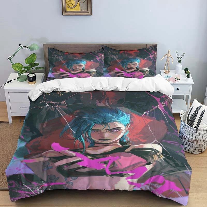 Cartoon Game Jinx Arcane_ League of Legends Комплект постельного белья King Twin Double Child 3 Piece Micofiber или Polyester Duvet Cover Sets