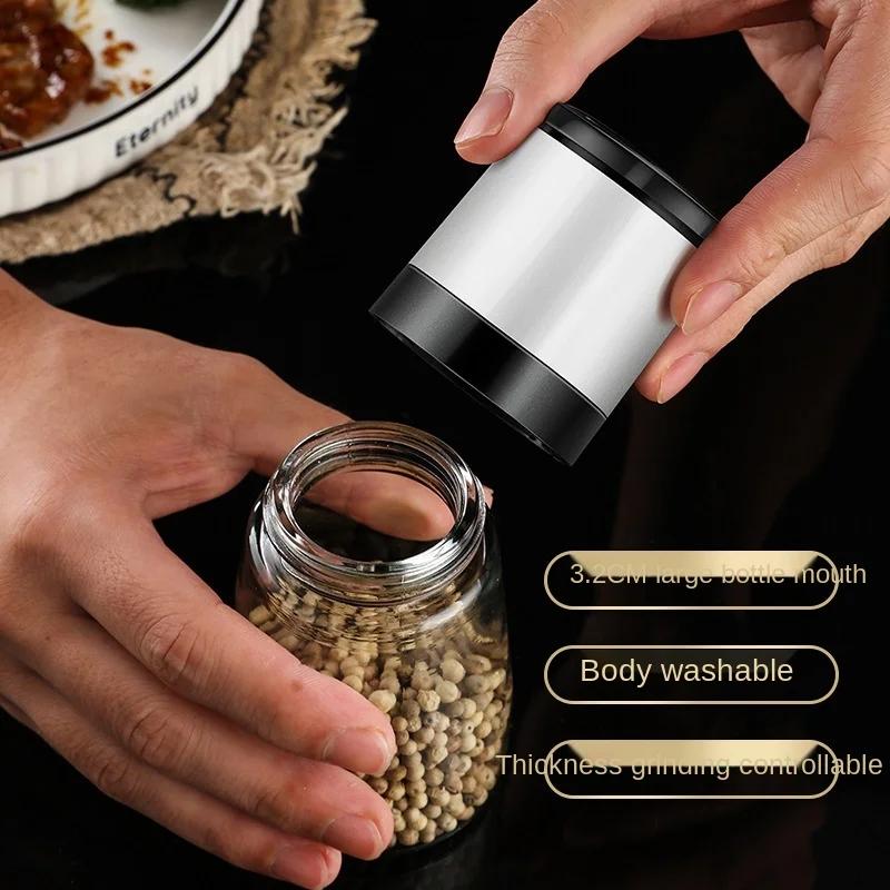 1 шт. Премиум ручная мельница для соли с прозрачным стеклянным корпусом, мельница для перца, регулируемый помол специй, кухонные принадлежности для дома