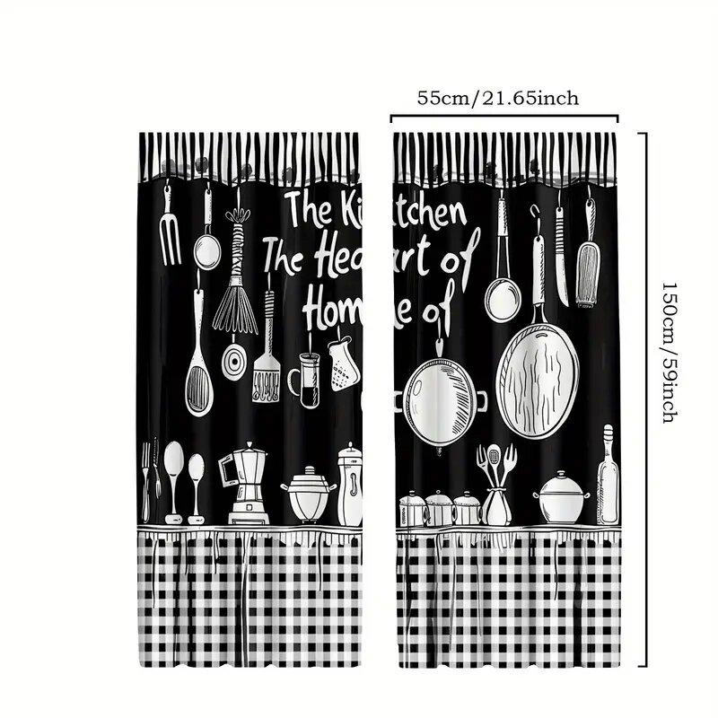 Модные черно-белые кухонные шторы с принтом, украшение окна, украшение дома, украшение комнаты