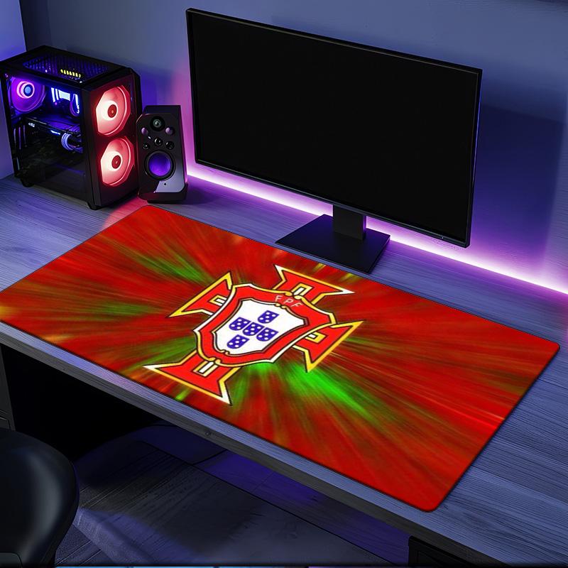 Portugal Football Crest mouse pad, rubber base, esports desk mat, mouse pad for gamers and office use, gaming desk , easy to clean mat