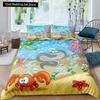 Детский мультяшный комплект постельного белья размера «Кинг»/«Квин» с морскими животными, пододеяльник «Подводный мир», покрывало с морскими обитателями, полиэстеровый чехол для одеяла
