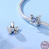 100% Copper Blue Shiny Zirconia Dark Cloud Butterfly Jewelry Beaded Pendant Fit 3Mm Bracelet Diy Jewelry Gift