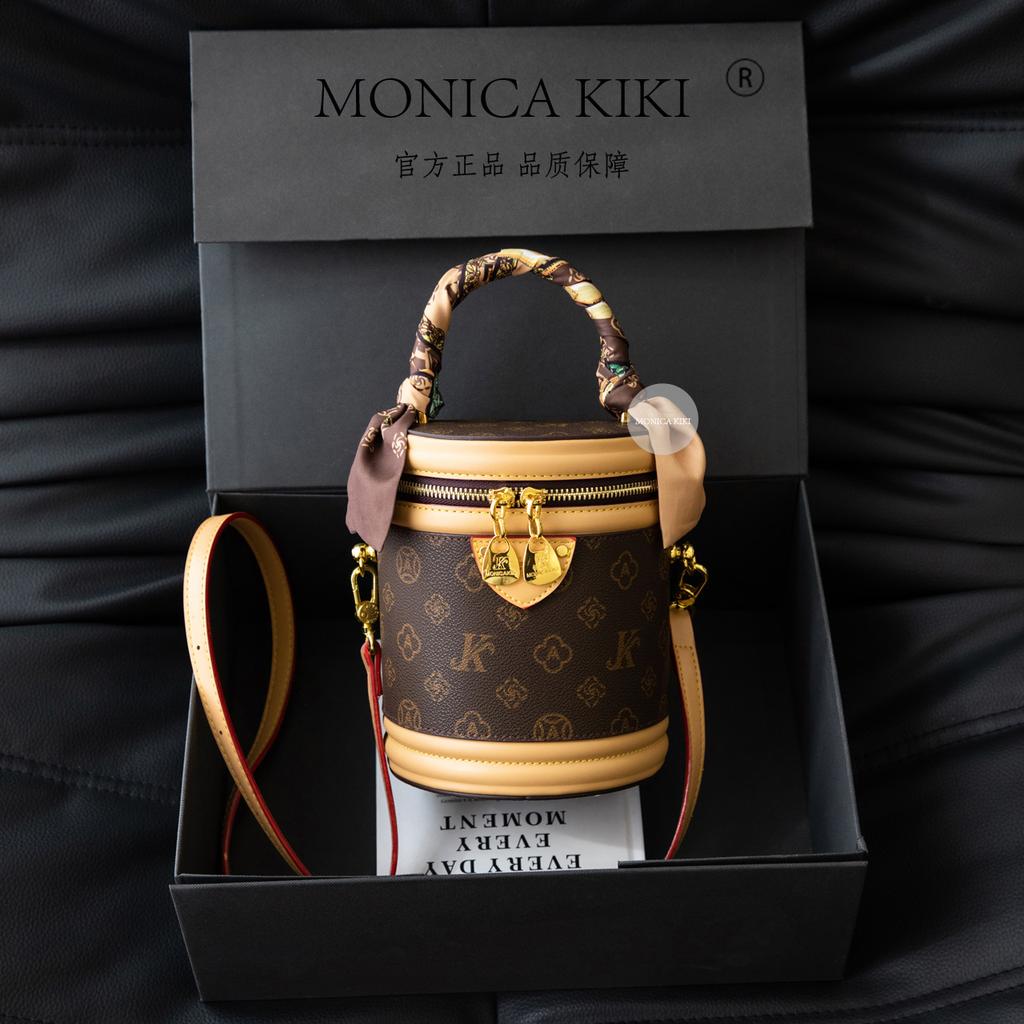 Old flower bucket bag women's 2025 new handbag cylinder bag retro printed handbag versatile messenger bag