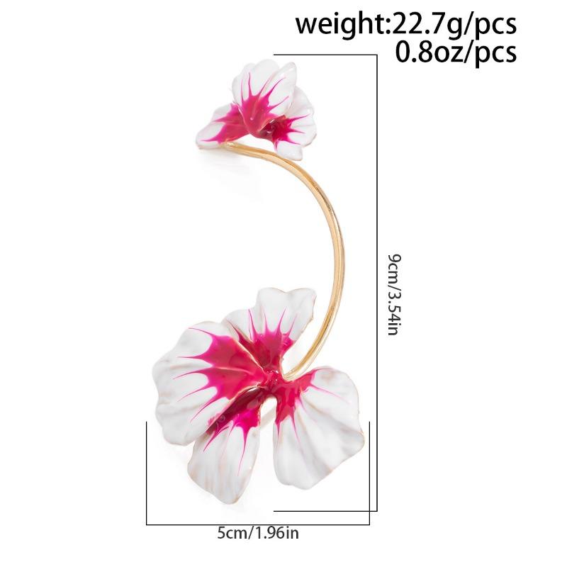 Sweet Dripping Oil Metal Pink Flower Earrings for Women Fashion 3D Folding Floral Stud Earring Ear Hooks Jewelry Accessories