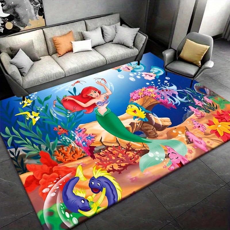 1pc The Little Mermaid Pattern Area Rug Soft Flannel Floor Mat for Living Room,Office,Bedroom and Carpet,Sofa Coffee Table Floor Mat