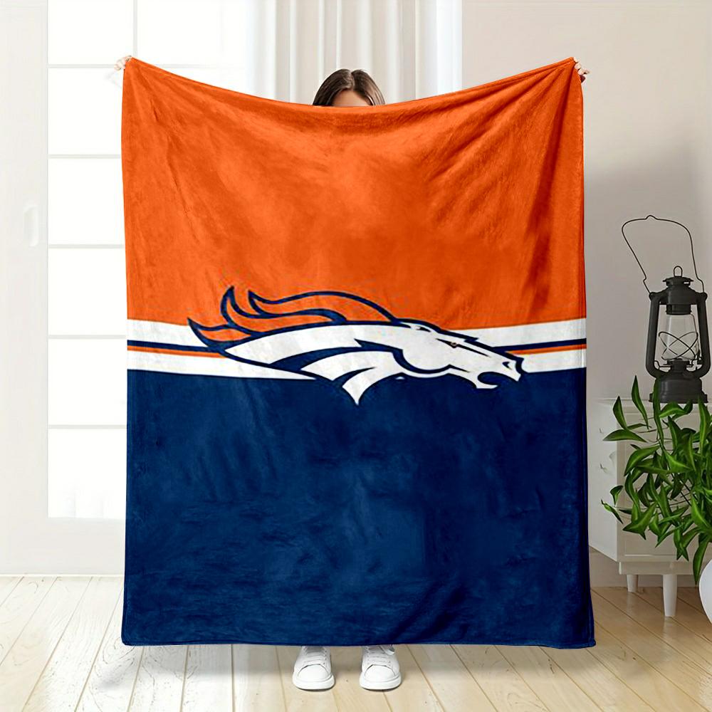 "Orange and Blue Horse Logo Design Blanket, Flannel blanket for bedroom, living room, sofa, and nap sofas"