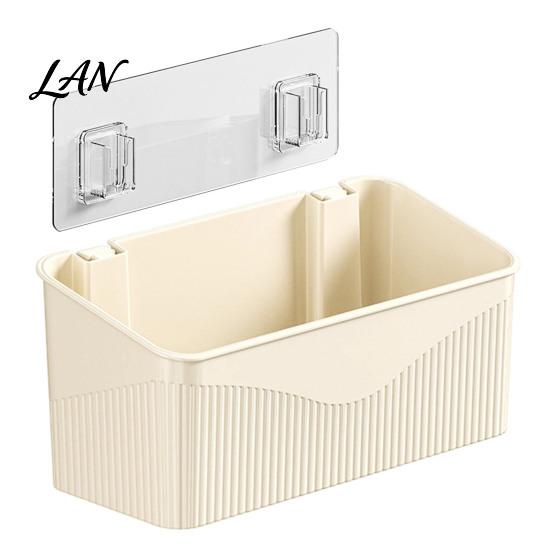 Wall Mounted Storage Organizer Wall-mounted Rack, Transparent Plastic Space Saving Bin, Bedroom Shelf Self Adhesive No Drill Container for Toiletries