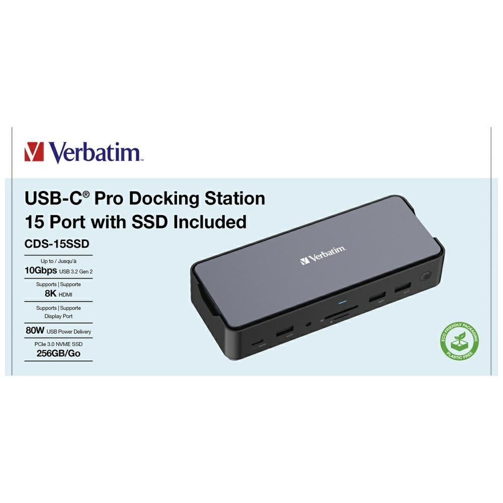 Verbatim Usb-C Pro 15-In-1 Docking Station For Computers 2Xhdmi 1Xrj45 1Xusb-C