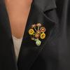 Женская брошь в форме подсолнуха, ваза, эмаль, винтажный противоскользящий костюм, воротник пальто, шляпа, шарф, украшение, булавка для одежды, вечерние ювелирные изделия для выпускного вечера
