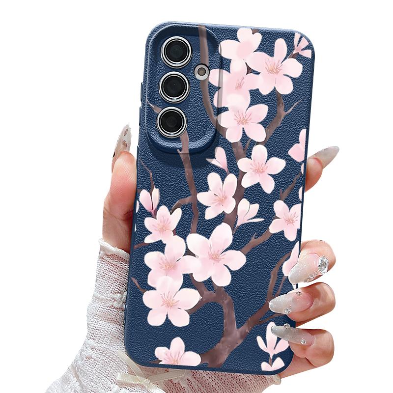 Чехол в стиле ручной росписи «Сакура» для Samsung Galaxy A57 A37 A17 A56 A36 A26 A16 A55 A35 A25 A15 A54 5G S21 FE S22 S23 S24 Plus S25 Edge S26 Ultra