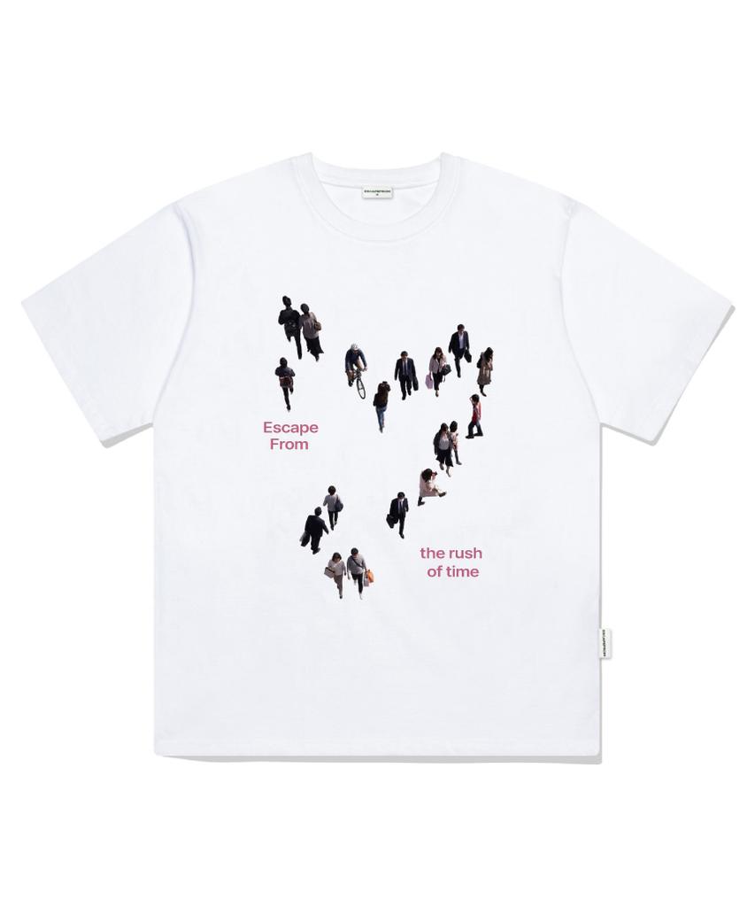 ESCAPEFROM Rush Of Time Print Oversized Short Sleeve T-Shirt Charcoal
